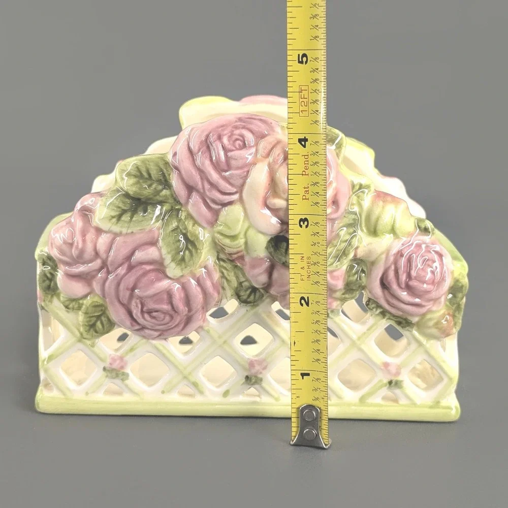 Lady Jayne Ltd Ceramic Rose Lattice Basket Stationery Set Pink Floral